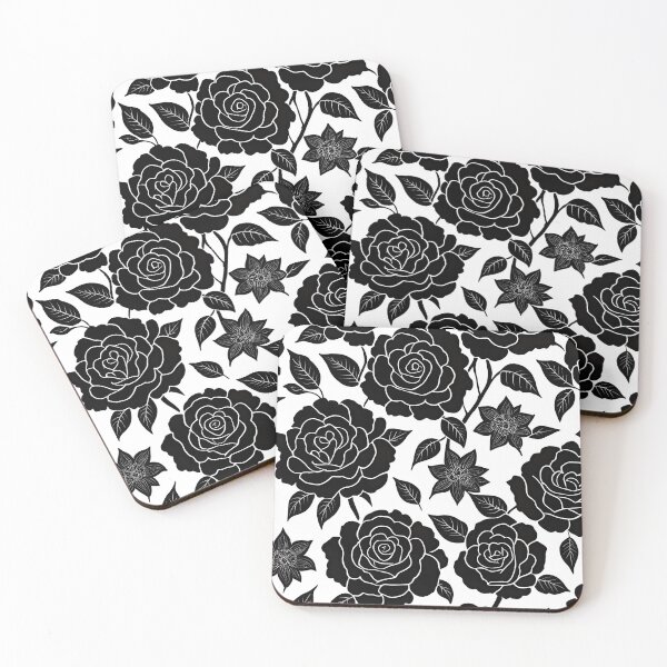 Item preview, Black and white rose pattern designed and sold by patterncrow.