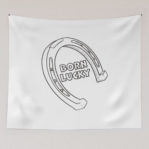 Item preview, Born Lucky Horseshoe Lucky Charm Illustration designed and sold by CreativeDraws42.