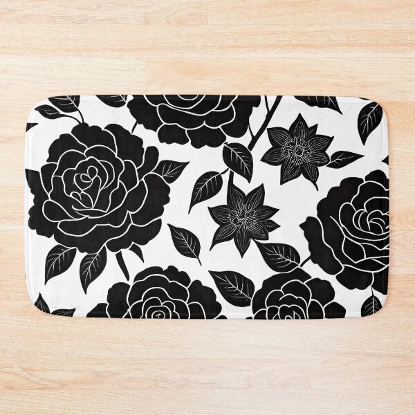 Item preview, Black and white rose pattern designed and sold by patterncrow.