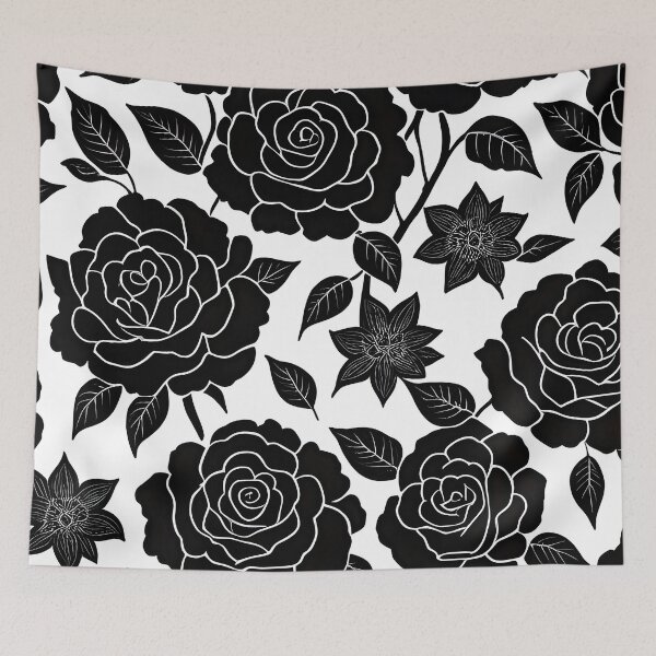 Item preview, Black and white rose pattern designed and sold by patterncrow.