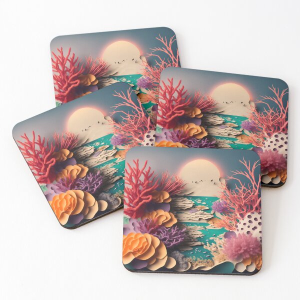 Item preview, Coral Reef Summer in Paper art style designed and sold by FormFinder.