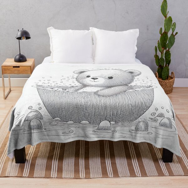 Item preview, lindo, feliz, oso, en, un, bañera, ilustración designed and sold by unrealartwork.