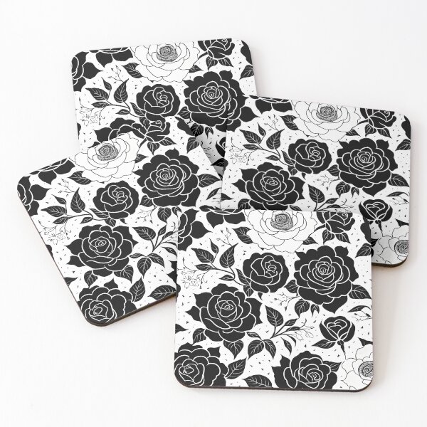 Item preview, Black and white rose pattern,drawing,vintage designed and sold by patterncrow.