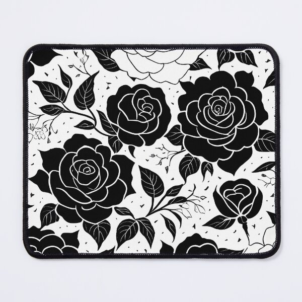 Item preview, Black and white rose pattern,drawing,vintage designed and sold by patterncrow.