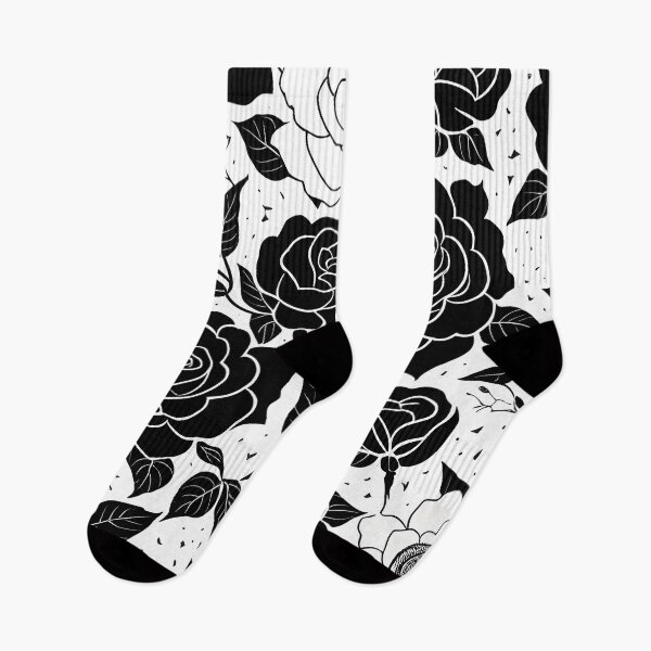 Item preview, Black and white rose pattern,drawing,vintage designed and sold by patterncrow.