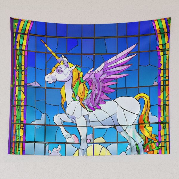 Item preview, Winged Unicorn in Stained Glass designed and sold by AuroraSpringer.