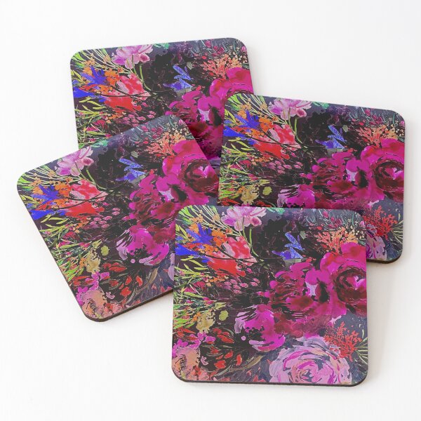 Item preview, Dark and bright floral print designed and sold by Susan Gallup.