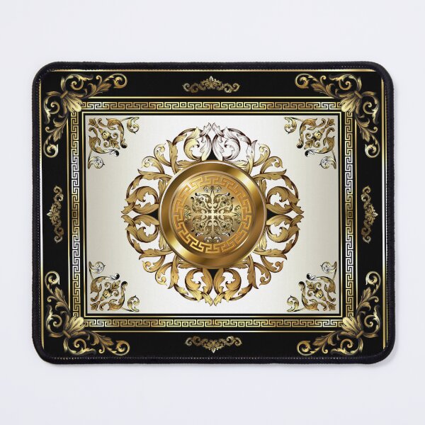 Item preview, Greek Key Cream Gold Medallion Black and Gold designed and sold by Yiorgos Designs.
