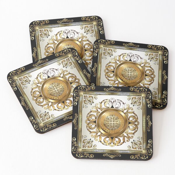 Item preview, Greek Key Cream Gold Medallion Black and Gold designed and sold by Yiorgos Designs.