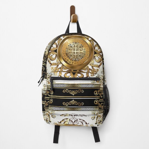 Item preview, Greek Key Cream Gold Medallion Black and Gold designed and sold by Yiorgos Designs.