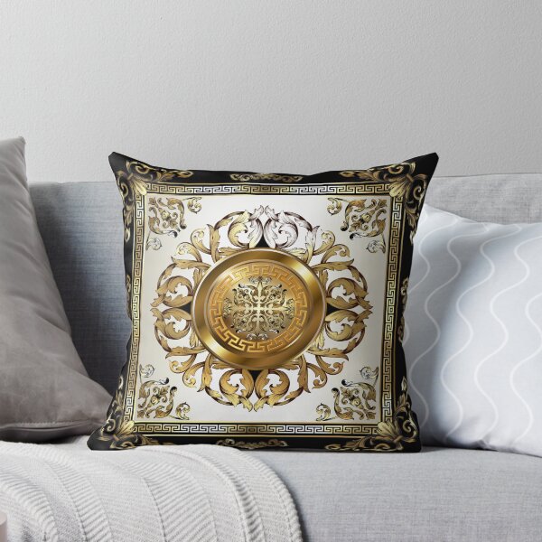 Item preview, Greek Key Cream Gold Medallion Black and Gold designed and sold by Yiorgos Designs.