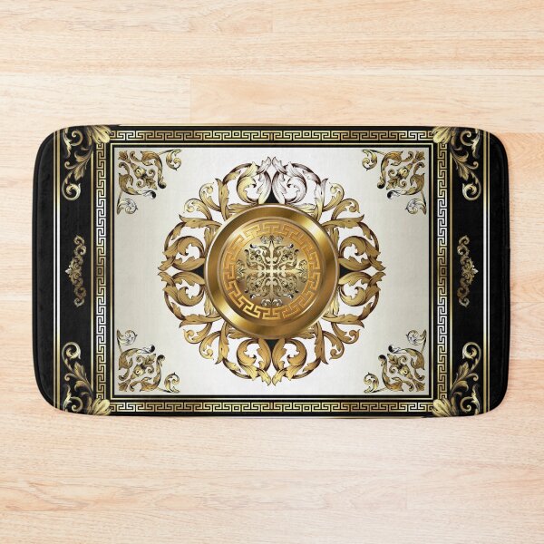 Item preview, Greek Key Cream Gold Medallion Black and Gold designed and sold by Yiorgos Designs.