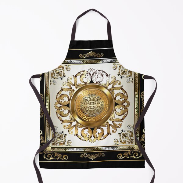Item preview, Greek Key Cream Gold Medallion Black and Gold designed and sold by Yiorgos Designs.