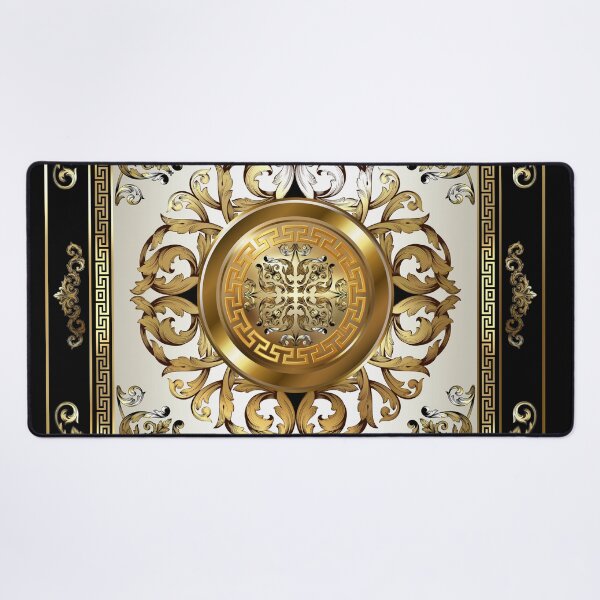 Item preview, Greek Key Cream Gold Medallion Black and Gold designed and sold by Yiorgos Designs.