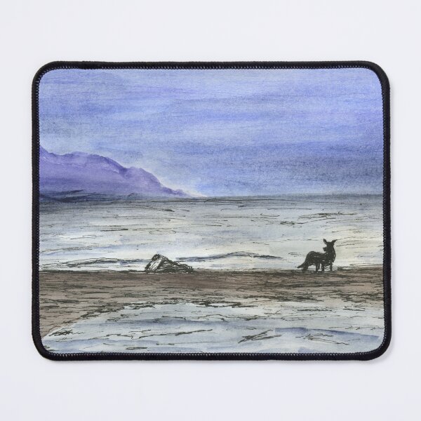 Item preview, Dog on the beach at Ynys Y Fydlyn, Ynys Môn, Anglesey, North Wales designed and sold by LymphomaLass.