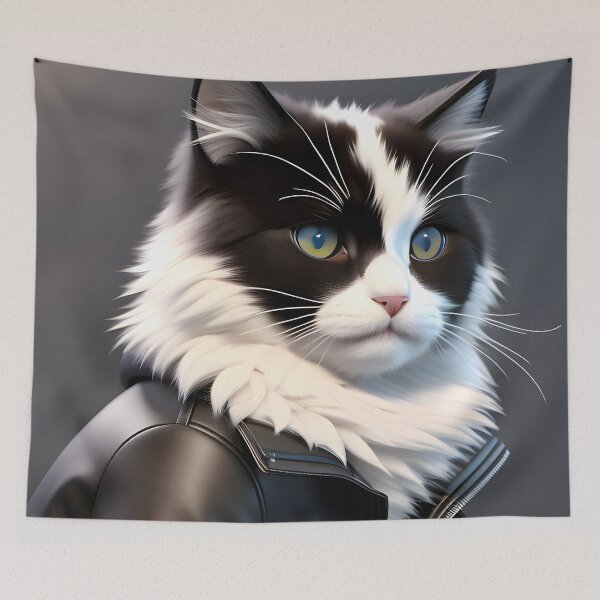 Item preview, Cat in Leather Jacket - Modern Digital Art designed and sold by Ai-michiart.