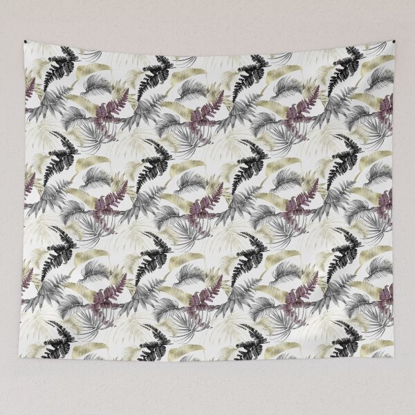 Item preview, Tropical Palms, Fern in Wine And Black  designed and sold by ChicoryJunction.