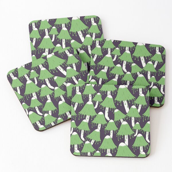Item preview, Creepy Green Dripping Mushroom Field Pattern designed and sold by CreativeDraws42.