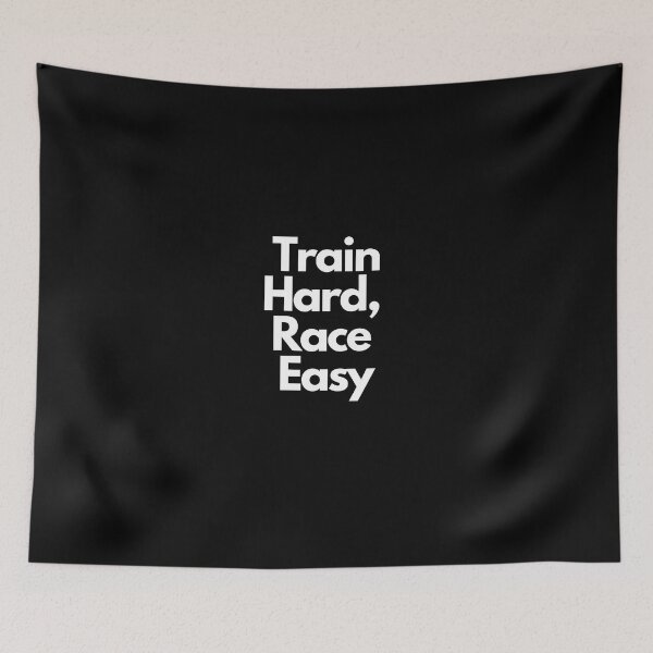 Item preview, Train Hard, Race Easy Triathlon White on Black performance training designed and sold by Triathlongram.