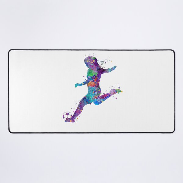 Artikelvorschau, Mädchen-Fußballspieler, der Pose-Aquarell schießt entworfen und verkauft von LotusGifts.