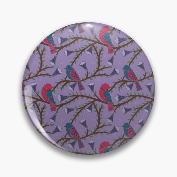 Item preview, Folk art Birds and flowers pattern in violet background designed and sold by HariniArts.