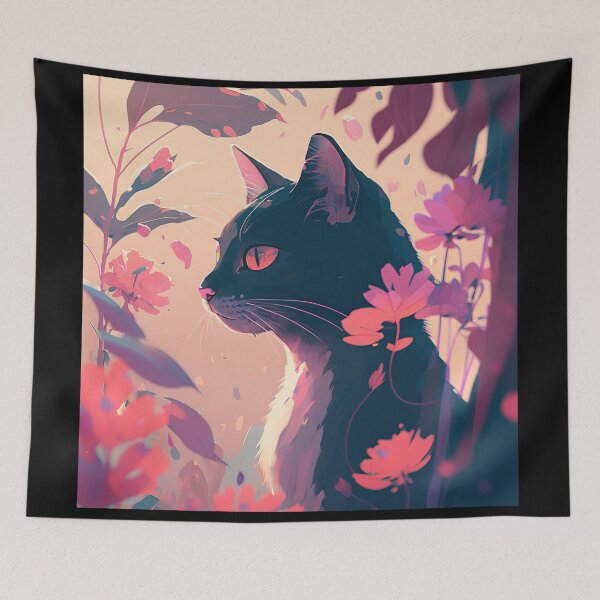 Item preview, cat and flowers designed and sold by FelpoStore.
