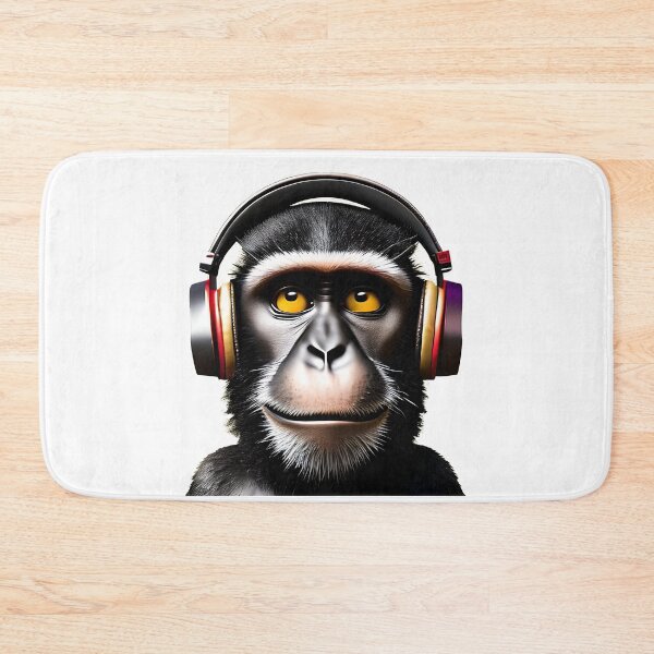 Item preview, Black furred monkey wearing headphones designed and sold by The-Hist-Image.