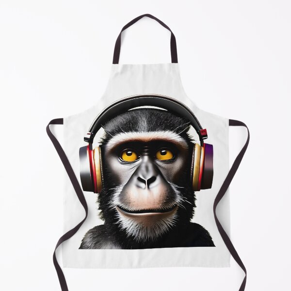 Item preview, Black furred monkey wearing headphones designed and sold by The-Hist-Image.