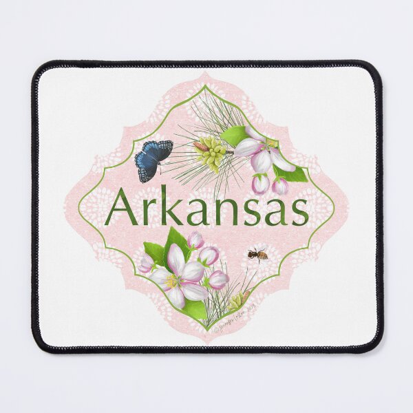 Item preview, Arkansas Design Motif Illustration for Travelers US State Collection Apple Blossom State Tree Pine State Flower designed and sold by JourneyHomeMade.