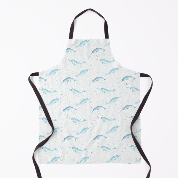 Item preview, Watercolor blue teal narwhals seamless pattern background designed and sold by olgersart.