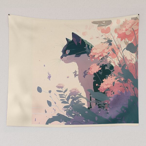 Item preview, cat and flowers designed and sold by FelpoStore.