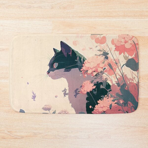 Item preview, cat and flowers designed and sold by FelpoStore.
