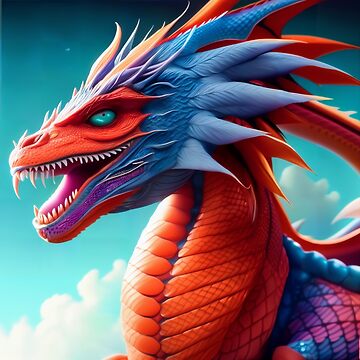 Artwork thumbnail, Red Dragon with Blue Spikes by dragynrain