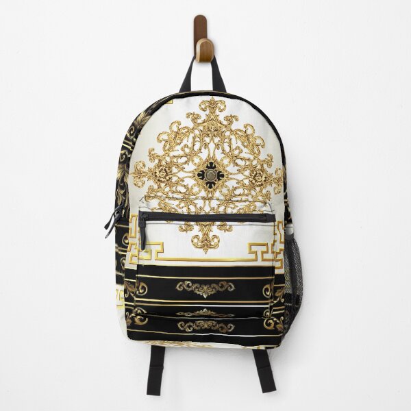 Item preview, Greek Key Large Cream Gold Medallion Black and Gold designed and sold by Yiorgos Designs.
