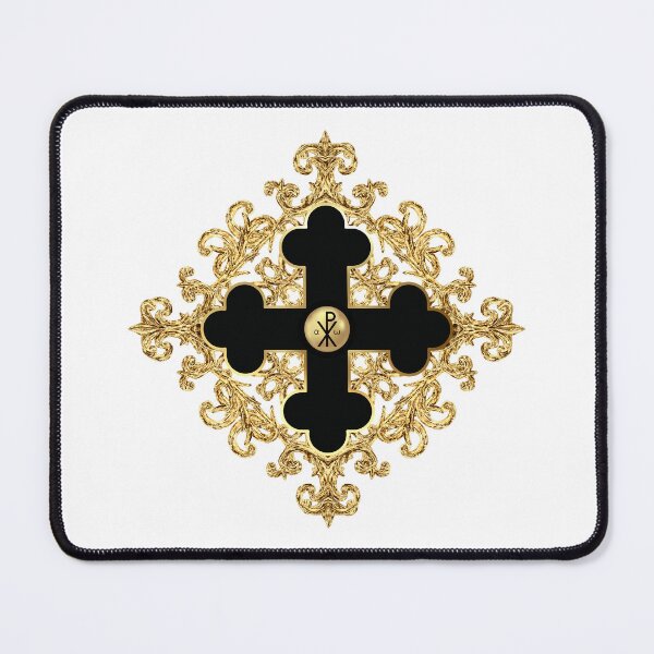 Item preview, Greek Orthodox Cross White Blue Trim Alpha Omega designed and sold by Yiorgos Designs.