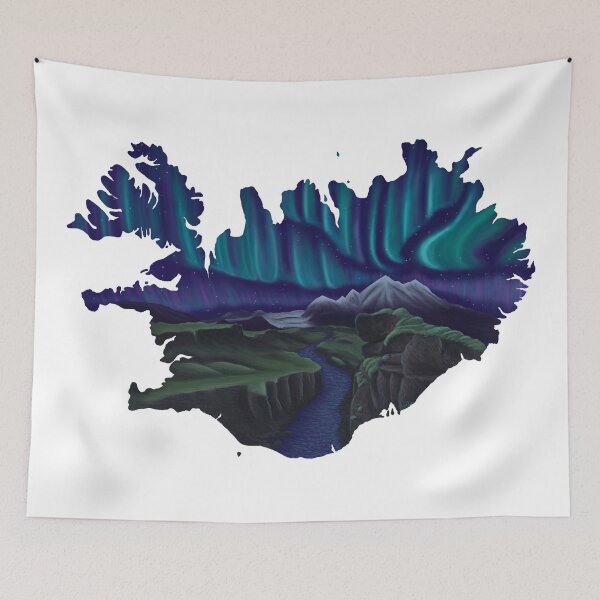 Item preview, Iceland Northern Lights Silhouette Art designed and sold by EcoElsa.