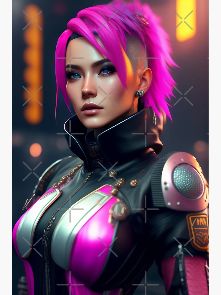 Midjourney AI Art Cyberpunk Anime Girl Walking in (Download Now) 