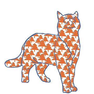 Artwork thumbnail, Cat and Pattern - Trees - Astonished Cat Company - Great Gift for Cat Lovers by AstonishedCatCo