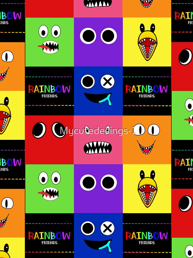 Rainbow Friends characters faces in grid.. Blue Roblox Rainbow