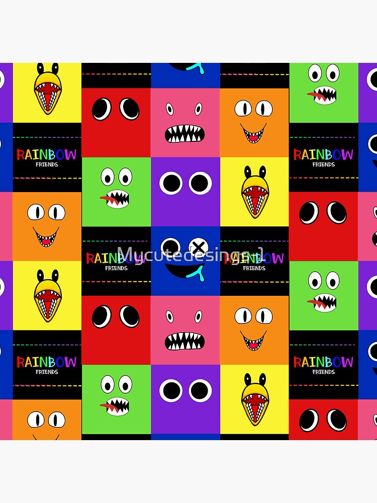 Rainbow Friends characters faces in grid.. Blue Roblox Rainbow