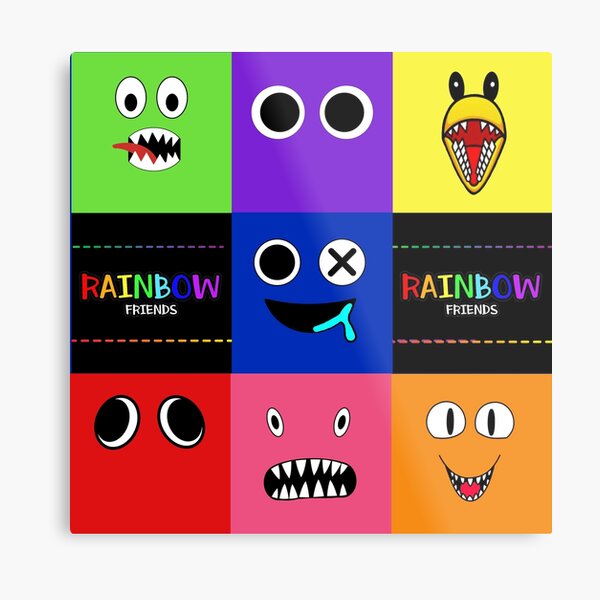 Rainbow Friends characters faces in grid.. Blue Roblox Rainbow