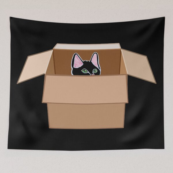 Item preview, Black Kitten Peeking from Cardboard Box designed and sold by Deborah Camp.