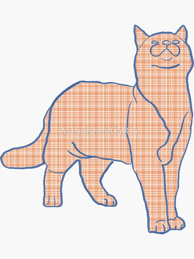 Thumbnail 3 of 3, Sticker, Cat and Pattern - Plaid - Astonished Cat Company - Great Gift for Cat Lovers designed and sold by AstonishedCatCo.