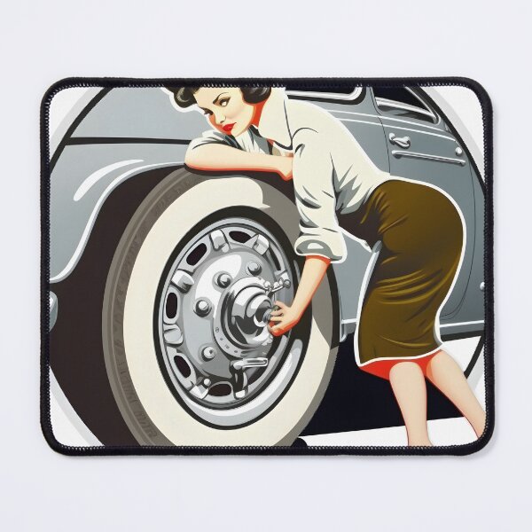 Item preview, Fancy lady changing car tire designed and sold by TheWitsFoe.