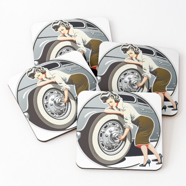 Item preview, Fancy lady changing car tire designed and sold by TheWitsFoe.