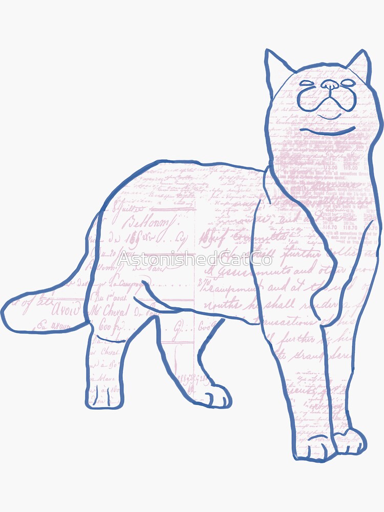 Thumbnail 3 of 3, Sticker, Cat and Pattern - Love Letter - Astonished Cat Company - Great Gift for Cat Lovers designed and sold by AstonishedCatCo.