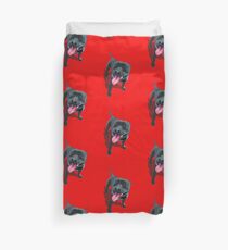 Staffy Bull Terrier on Red Duvet Cover