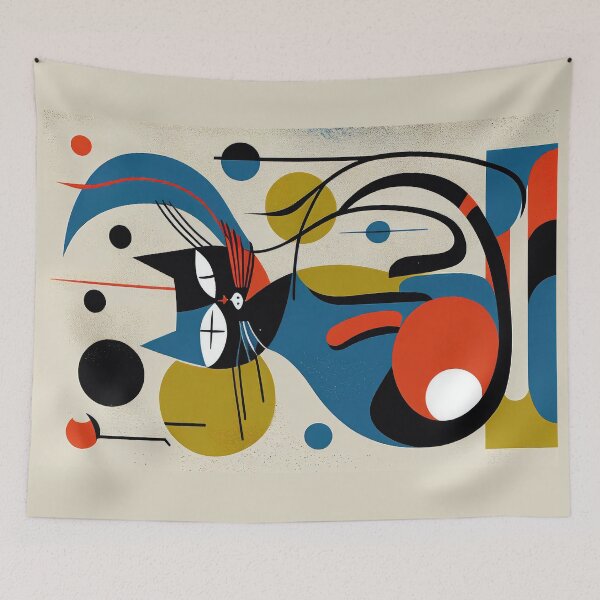 Item preview, Mid Century Colorful Cat 13 Abstract Art Print Painting Wall Decor designed and sold by winterkitty88.