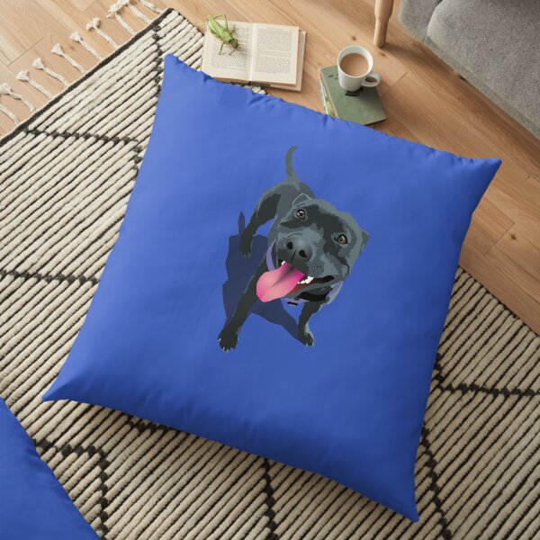 Staffy Blue Floor Pillow