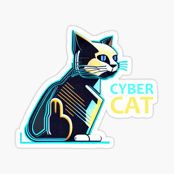 Cyber Cat Stickers for Sale